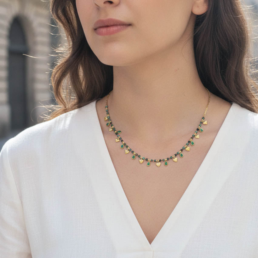 Collana Cuoricini verde