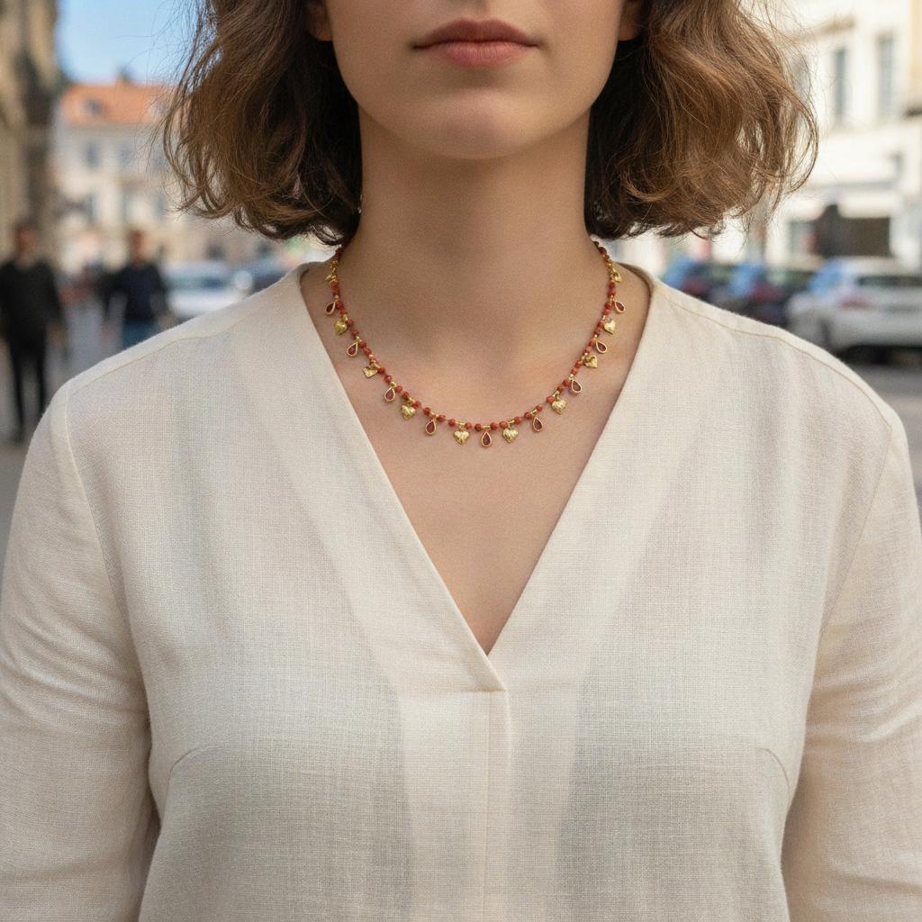 Collana Cuoricini rossa