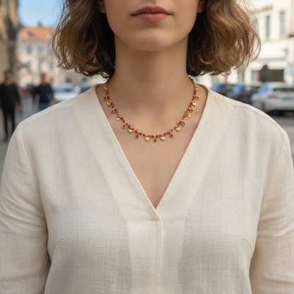 Collana Cuoricini rossa