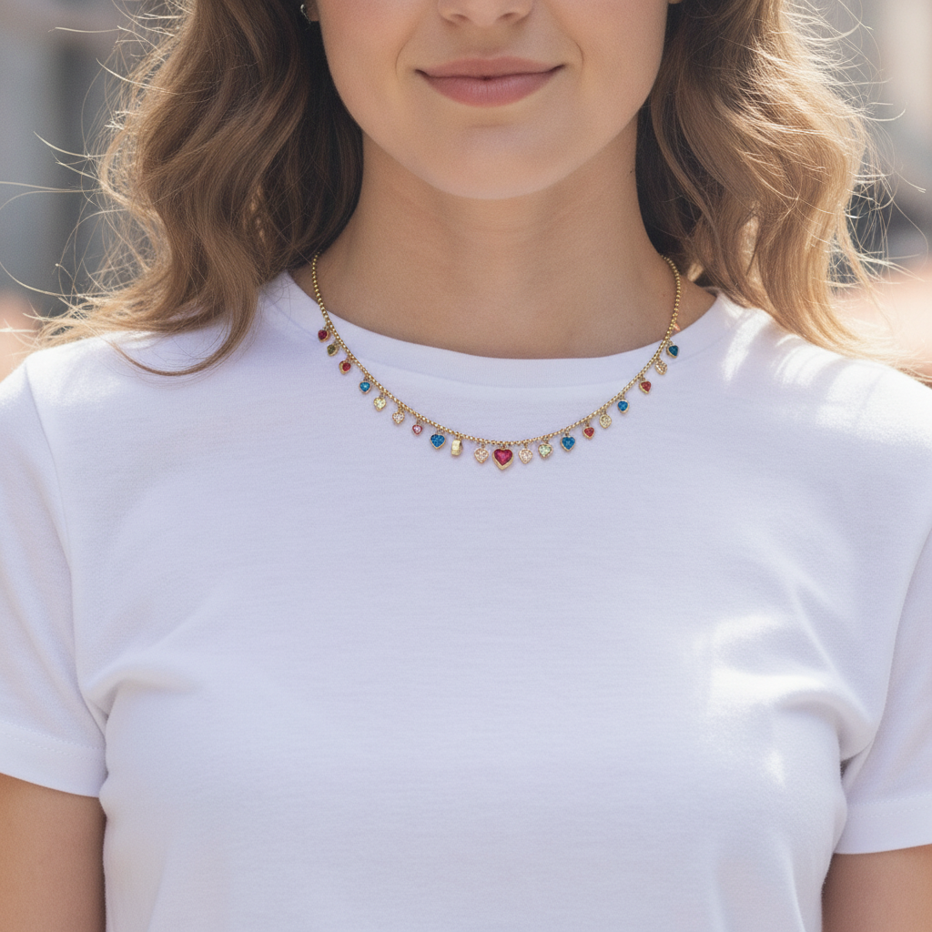 Collana Cuoricini multicolor