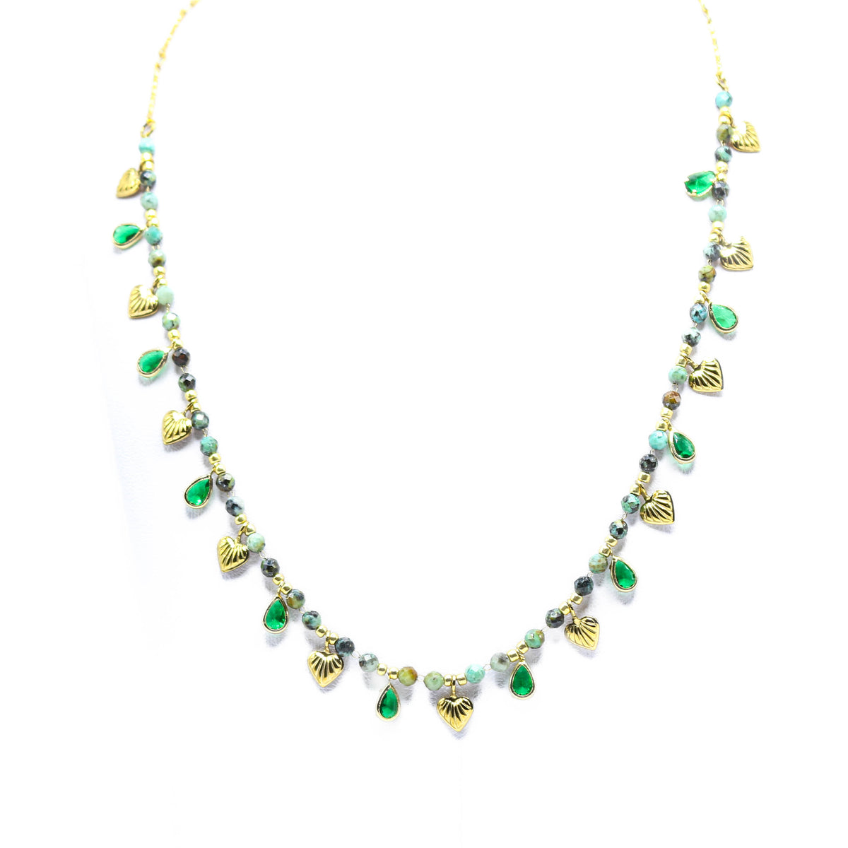 Collana Cuoricini verde