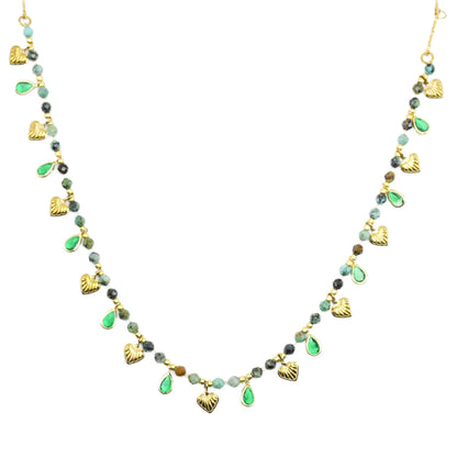 Collana Cuoricini verde