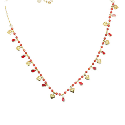Collana Cuoricini rossa