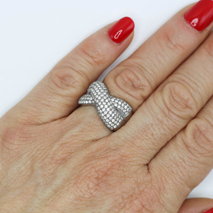 Anello Intreccio Pavè